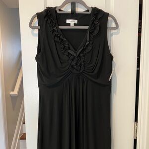 dressbarn Black Ruffled V Neck Midi Dress LBD